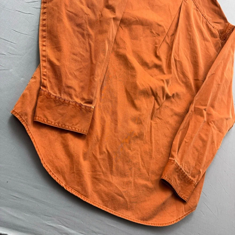 Columbia Mens Small Burnt Orange Cotton Long Sleeve Button Down Utility Shirt‎